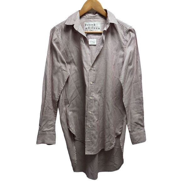 Frank & Eileen Tops - Frank & Eileen Striped Button Down Shirt - Brown and White